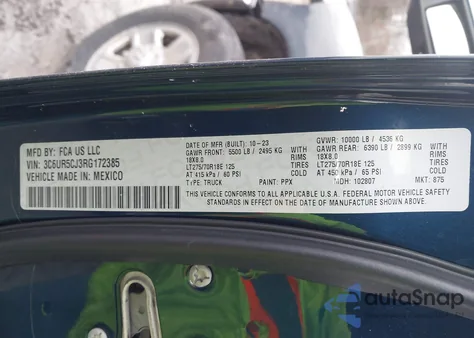 2024 Ram 2500 Tradesman 4X4 6'4 Box z USA, uszkodzony, nr VIN 3C6UR5CJ3RG172385